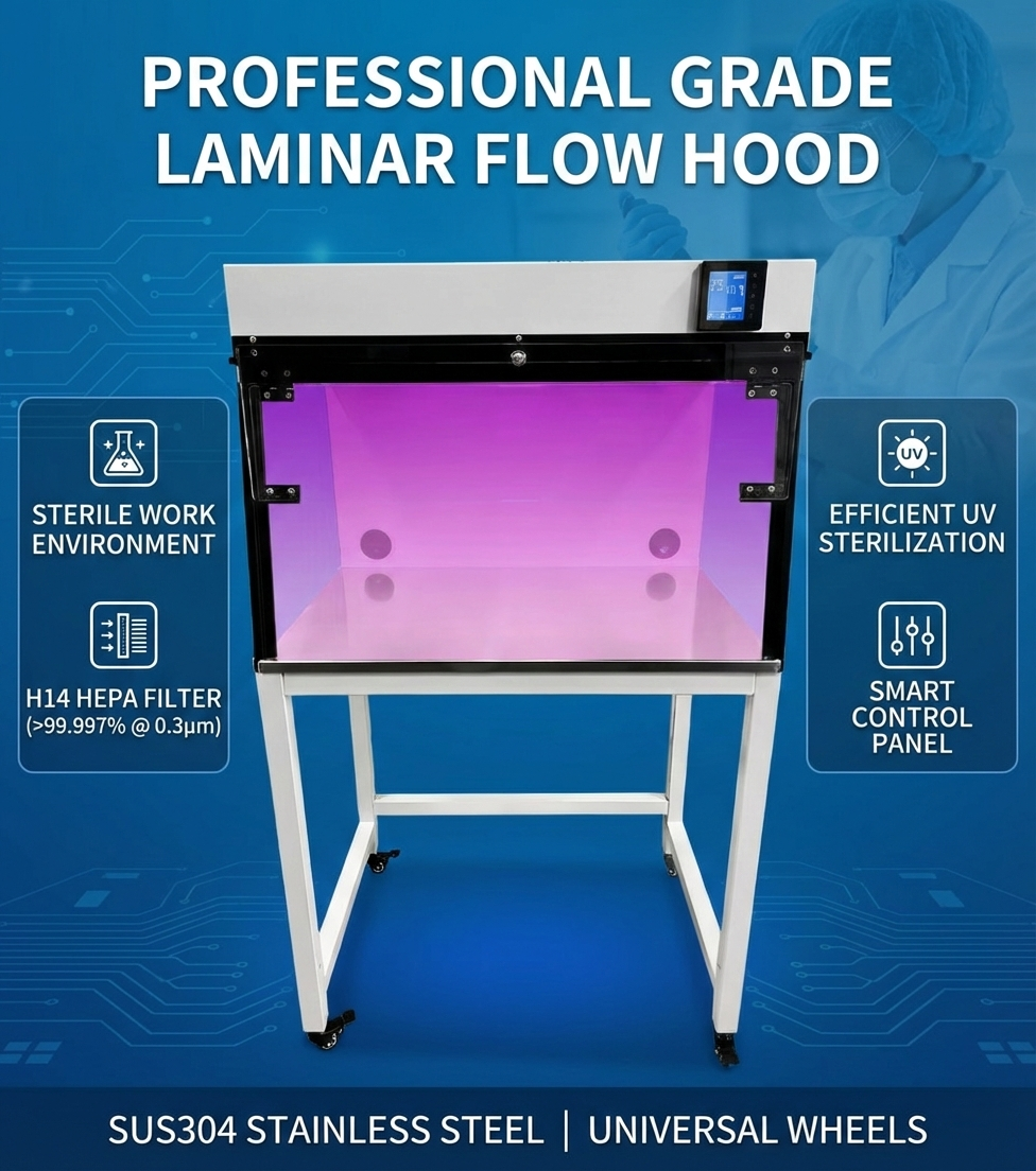 Class 100 Grade A Vertical Laminar Flow Cabinet with castor legs